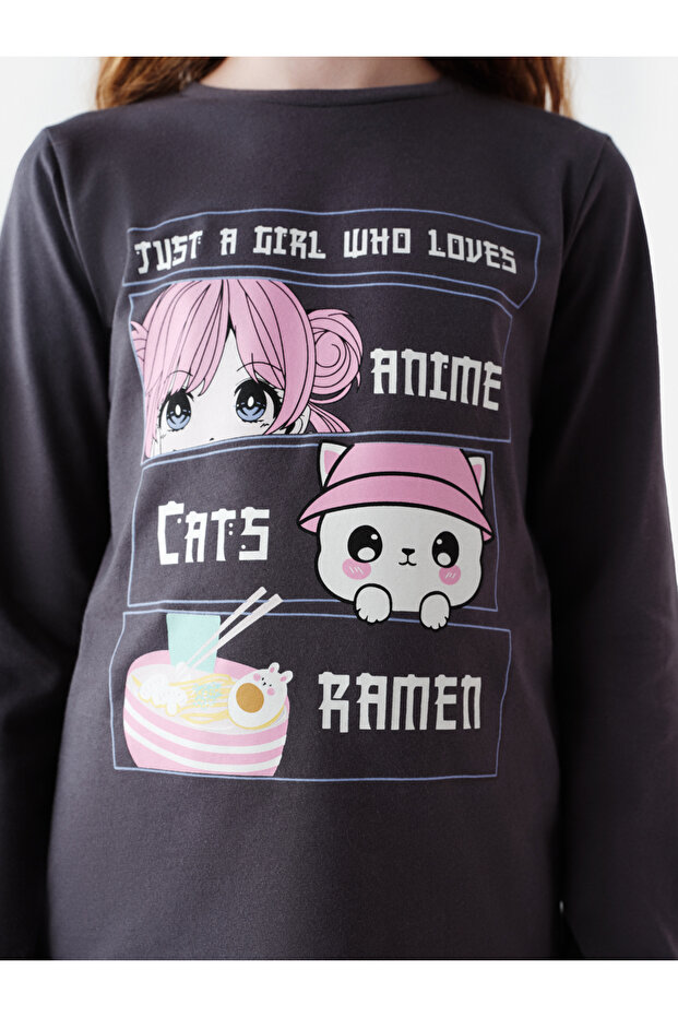 Devojčički anime antracit pidžama set - 2