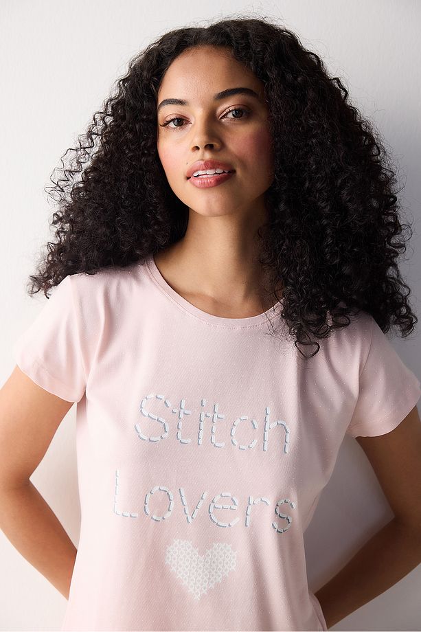 Pamuklu Pink Heart Şortlu Pembe Pijama Takımı - 2