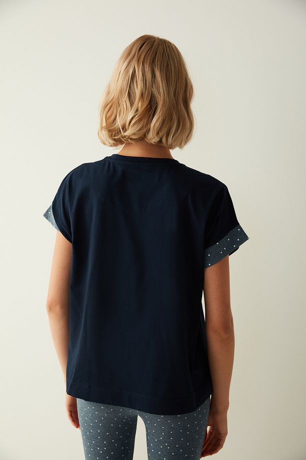 Mavi Tişört Pijama Üstü - 6