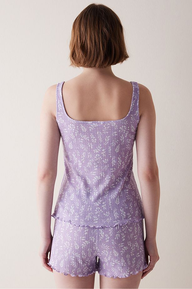 Lila Pointel Şortlu Pijama Takımı - 4