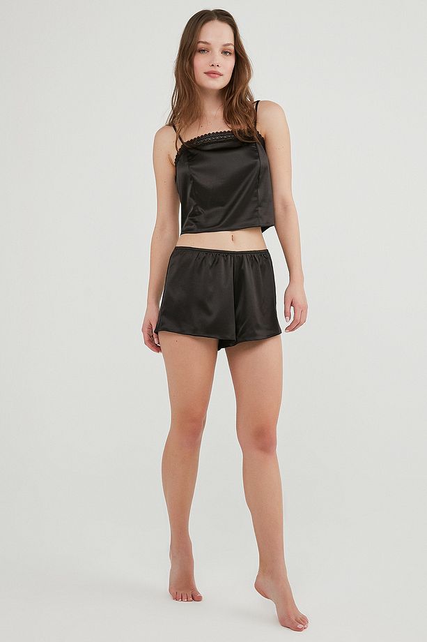 Laila Satin Atlet Şort Pijama Takımı - 4