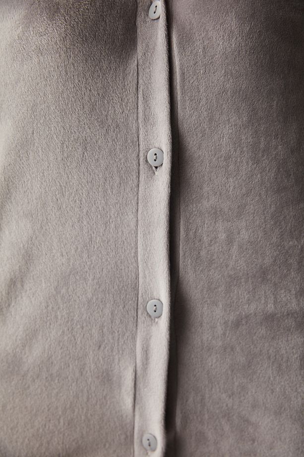 Gri Fuzzy Hırka Pijama Üstü - 4