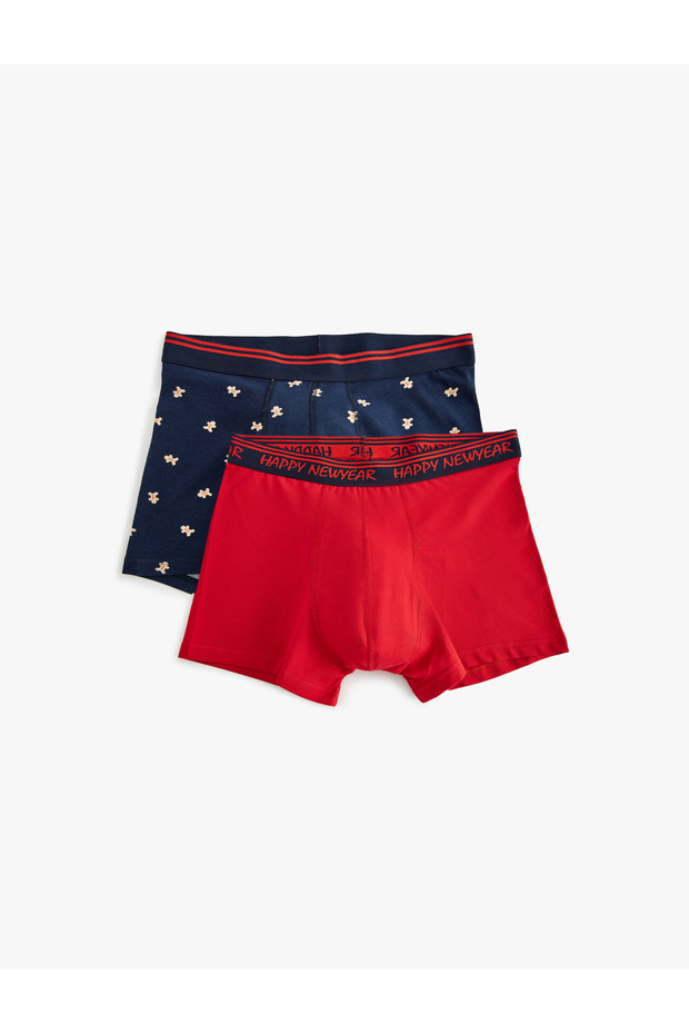 New Year's Themed Skinny Fit Cotton Boxer Set of 2
