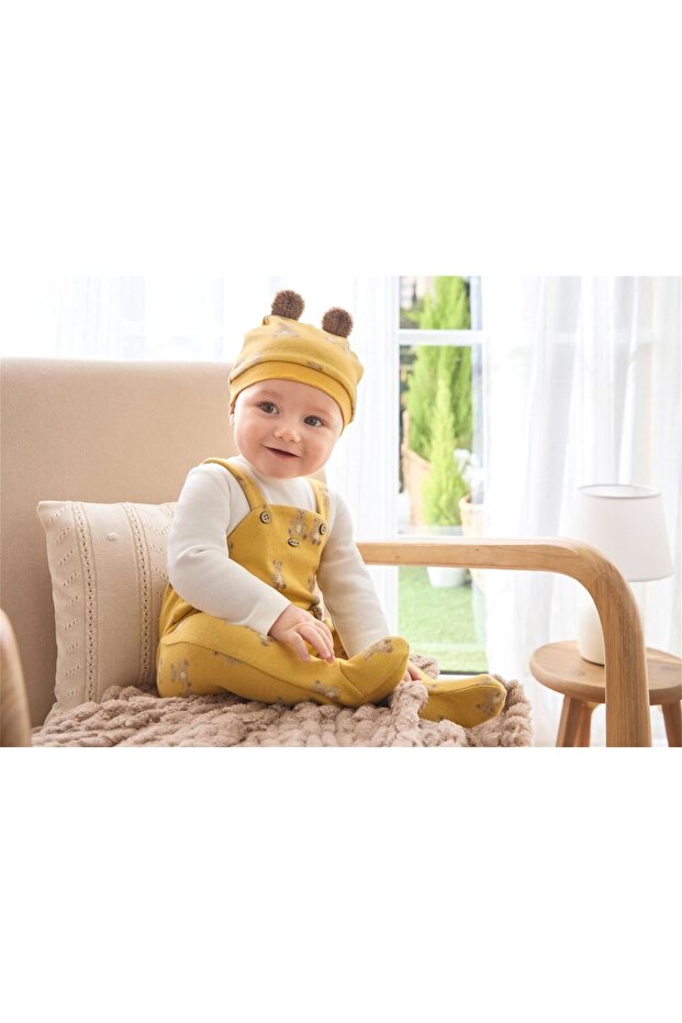 Baby Boy Overalls with Ears and Hat Yellow 2618