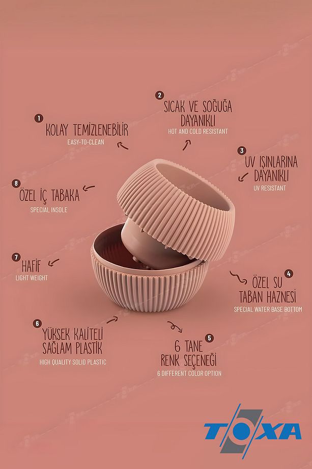 1,2 Litre Gece Mavisi Yuvarlak Plastik Mercan No4 Saksı Çiçek Saksısı 17,5cm - 7