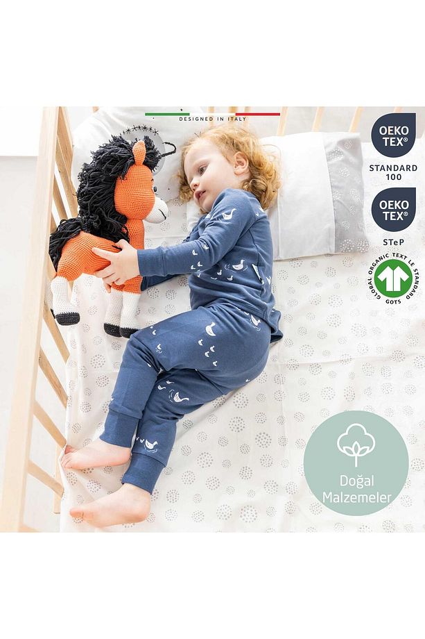 EleleLife Bebek Çocuk Pijama Takımı 1 Tog Krem Mono - 6