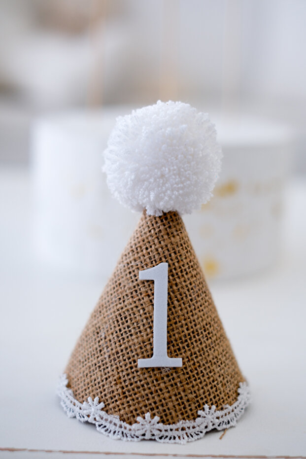 New Season Straw Retro Lace Detailed Pompom Mini 1 Year Old Hat Crown
