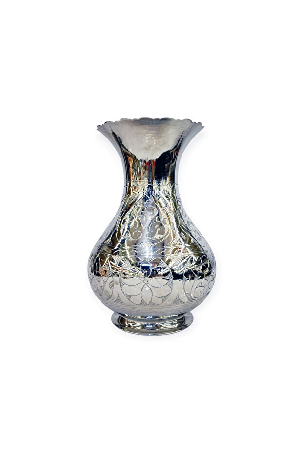 Oyma İşlemeli Bakır Vazo - 1