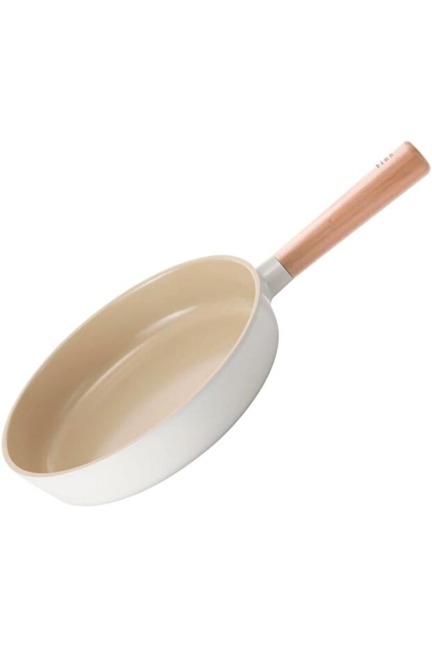 ,Fika,Non Stick,Frying Pan,24cm,Wood Handle,Suitable for stove & Induction,Off White Sand