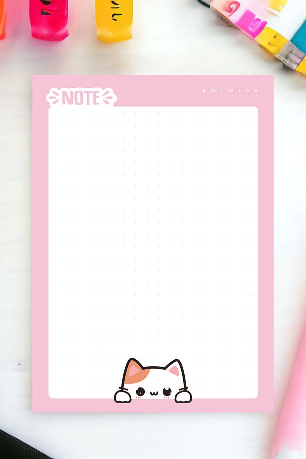 Sevimli Kedi Figürlü Bloknot Defter Seti 50 Yaprak Notepad - 2