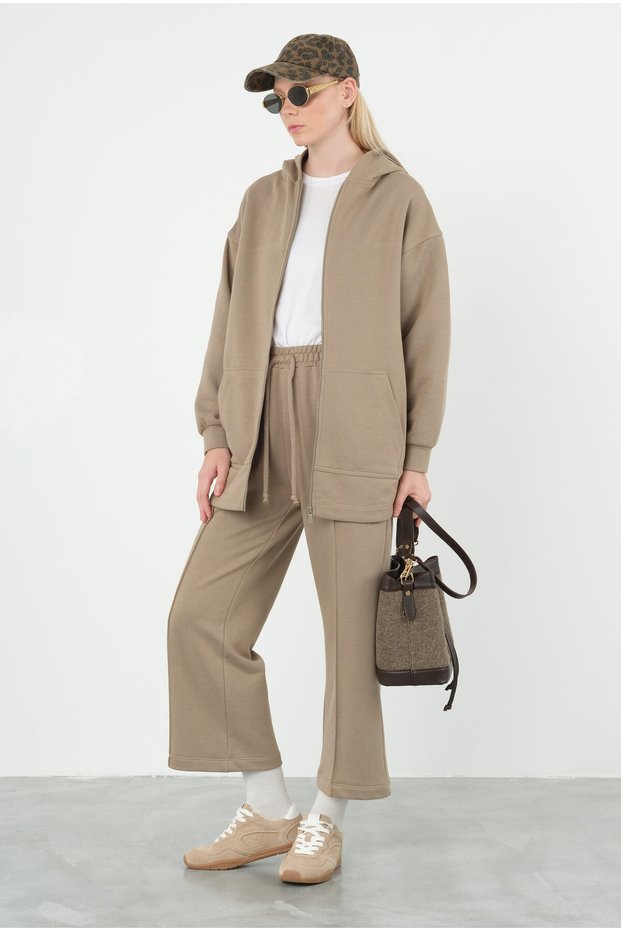Nervürlü Eşofman Altı Mat Adaçayı