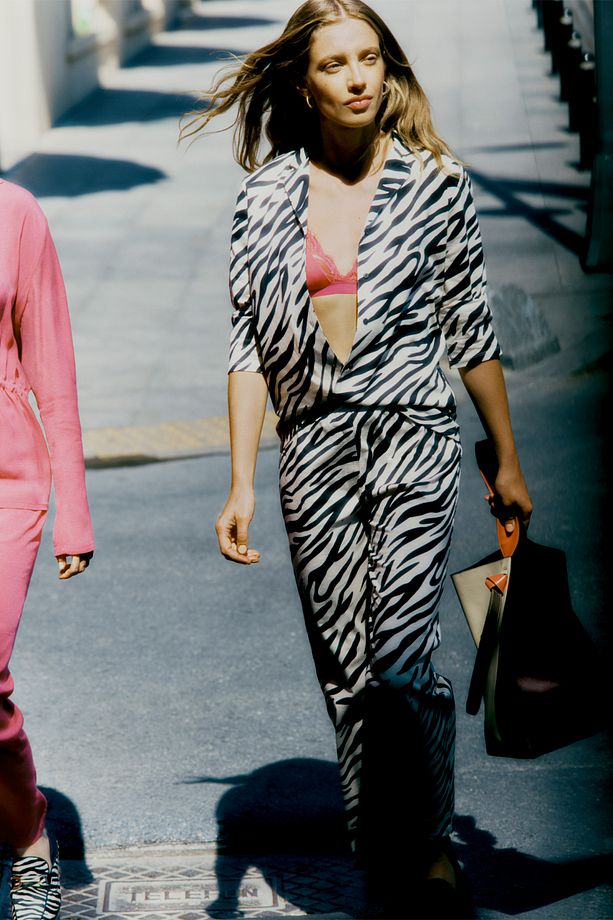 Gri Base Zebra Printed Gömlek Pijama Takımı - 1
