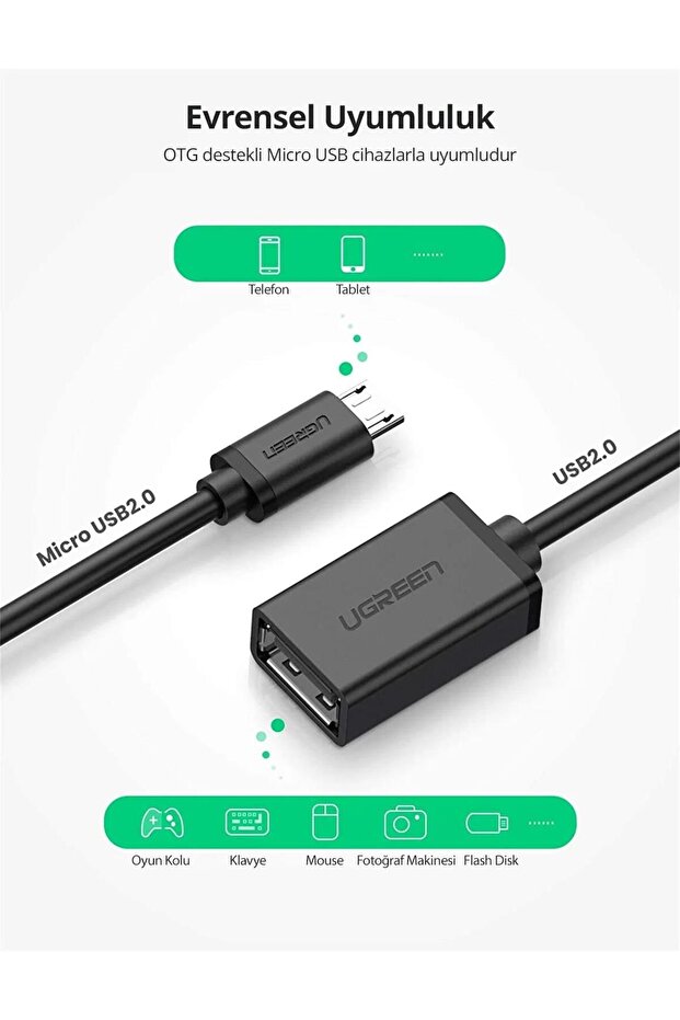 Micro Usb Otg Dönüştürücü Kablo Siyah - 3