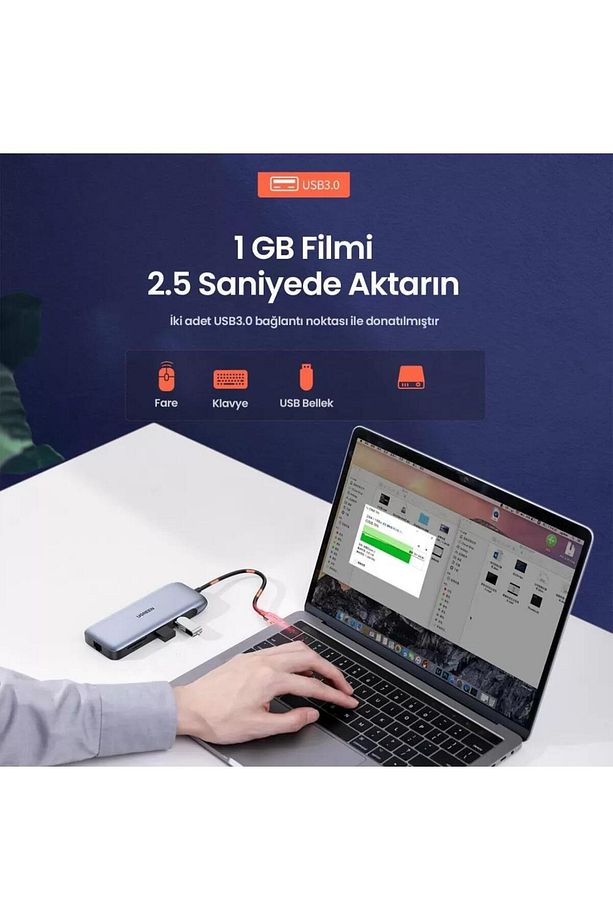Type-c To Usb 3.0 Hdmı Vga Displayport Rj45 Tf Sd Pd Dönüştürücü Adaptör - 4