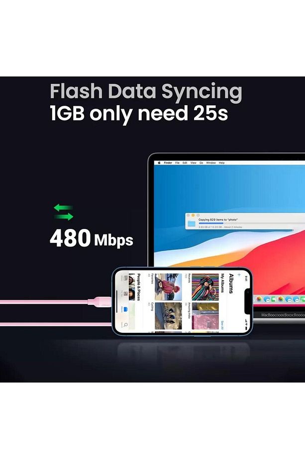 Type-c To Lightning Iphone Data Ve Şarj Kablosu Pembe 1.5 Metre - 4