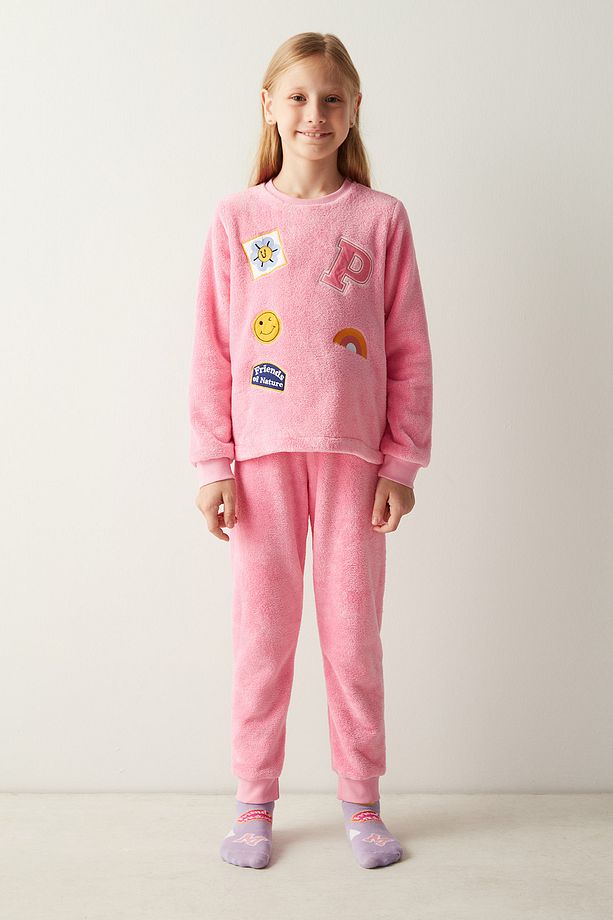 Kız Çocuk Patch ES Uzun Kollu Pijama Takımı - 1