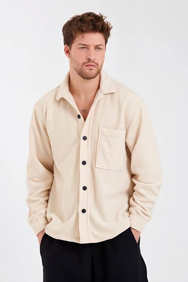 BEJ KALIN KIŞLIK POLAR GÖMLEK - 1