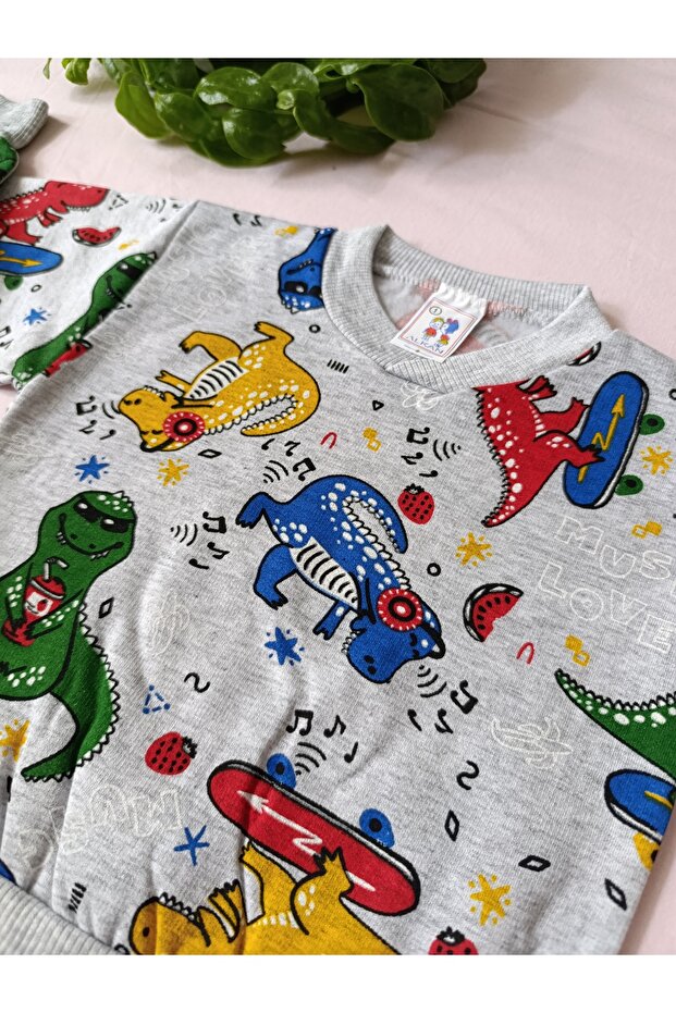dinazor desen pijama takımı içi polarlı - 5