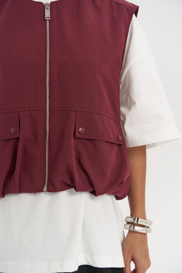 Hardy Bordo Bomber Yelek - 7