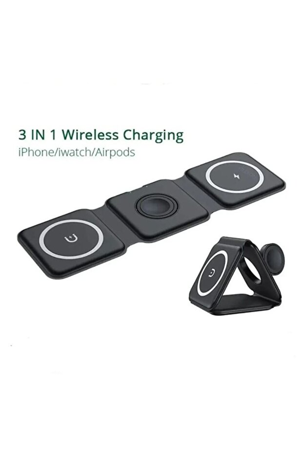 Kablosuz Şarj Standı 15 W Katlanabilir Hızlı Şarj Dock Istasyonu - 6