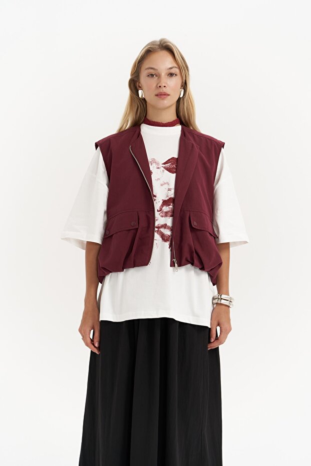 Hardy Bordo Bomber Yelek - 2