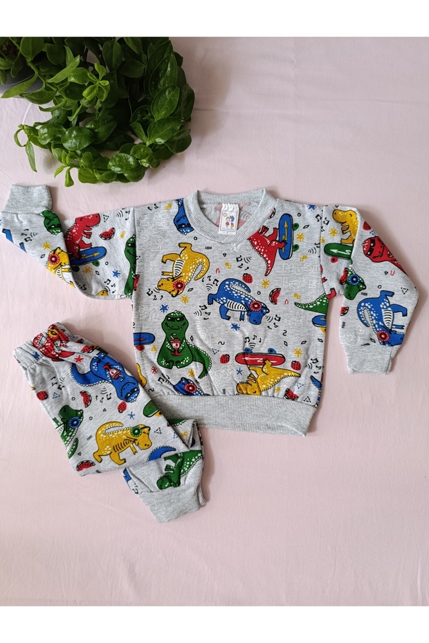 dinazor desen pijama takımı içi polarlı - 1