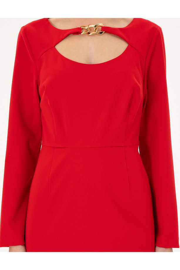 Kırmızı Regular Fit Dokuma Elbise 50292372-VR030 - 5