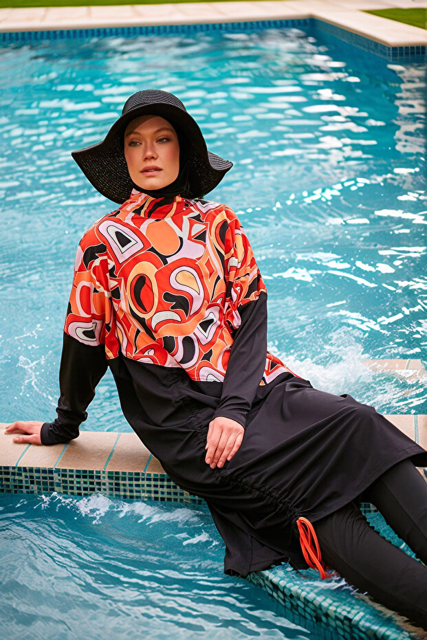 Full Covered Black Hijab Swimsuit - Parachute M2426