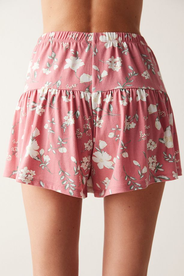 Floral Pembe Şort Pijama Altı - 4