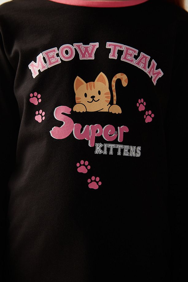 Kız Çocuk Meow Team 2li Pijama Takımı - 4