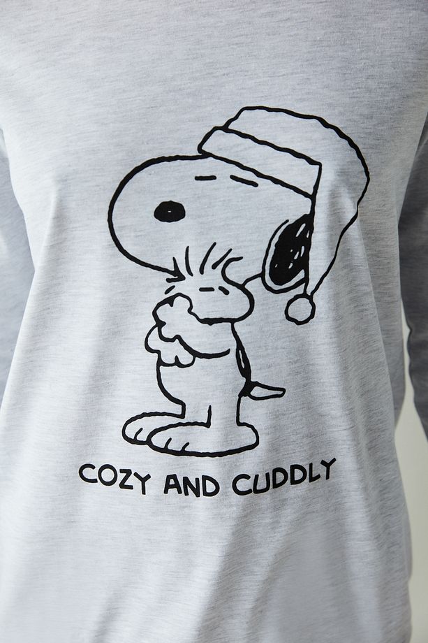 Açık Gri Melanj Base Lic Cozy And Cuddly Pijama Takımı - 4