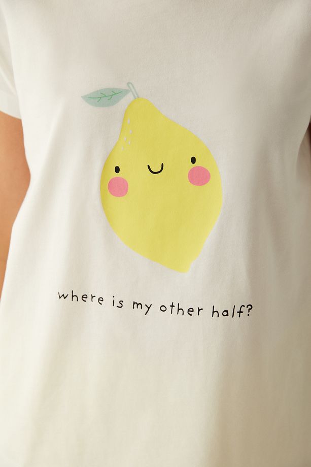 Limon Baskılı Tişört Şort Pijama Takımı - 3