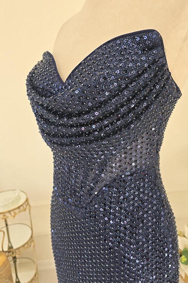 Lacivert PULLU ABİYE 3978 - 6