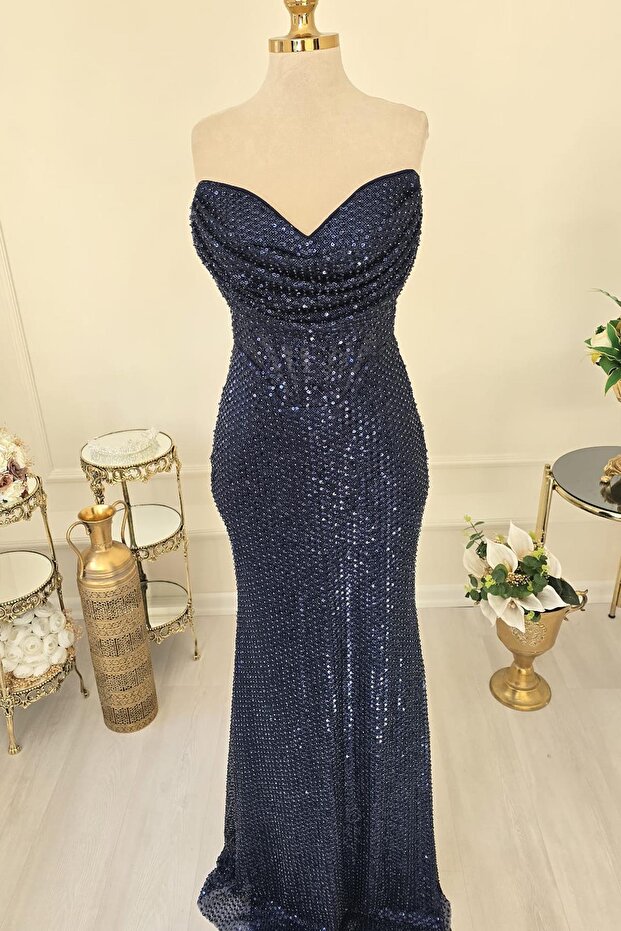 Lacivert PULLU ABİYE 3978 - 1