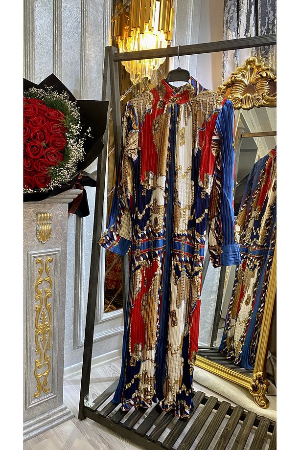 İthal Piliseli Versace Tasarım Elbise - 1