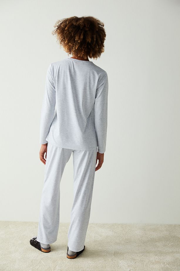 Açık Gri Melanj Base Lic Cozy And Cuddly Pijama Takımı - 5