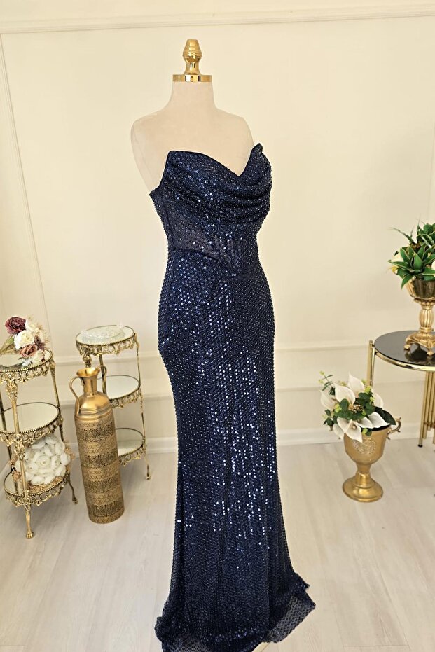 Lacivert PULLU ABİYE 3978 - 2