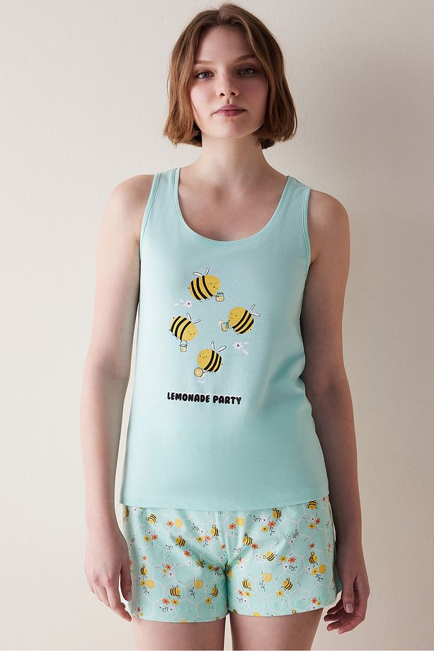 Lemonade Party Mint Şortlu Pijama Takımı - 1