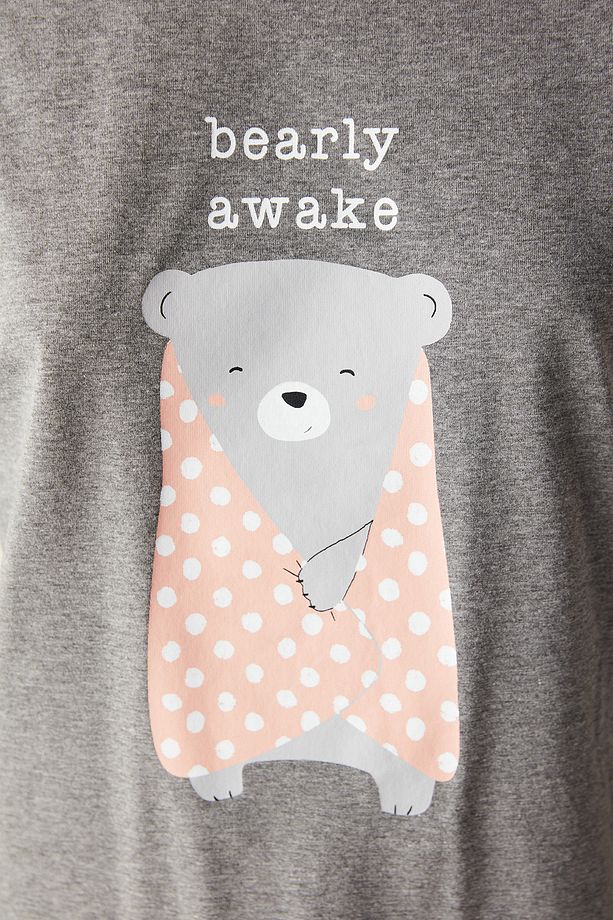 Awake Uzun Kollu Gri Pijama Set - 4