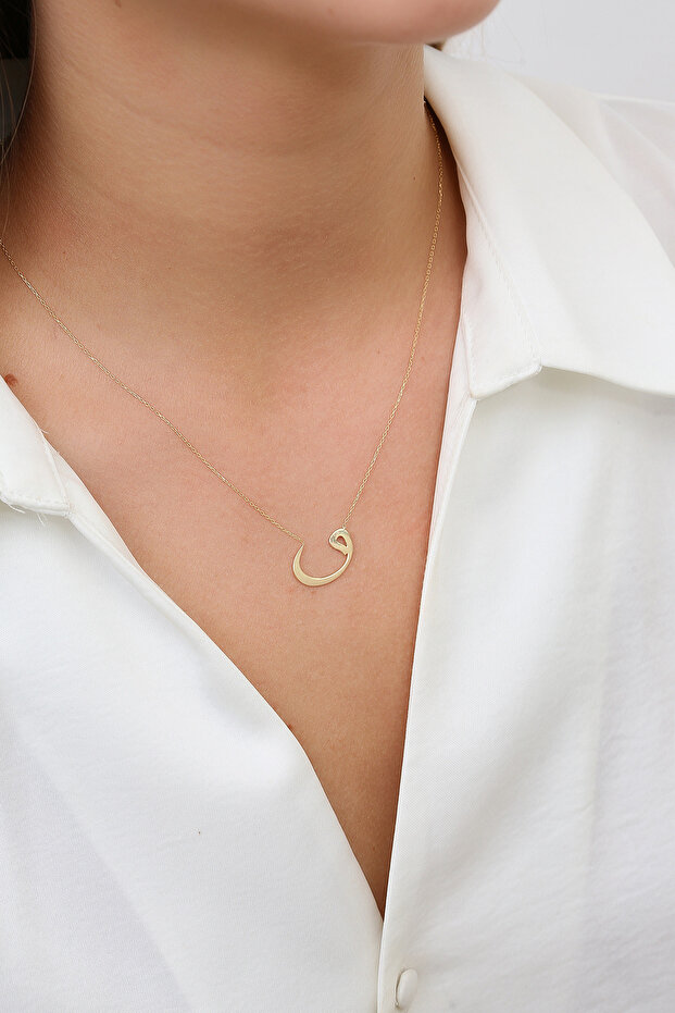 8 Ayar Altın Vav Kolye - 4