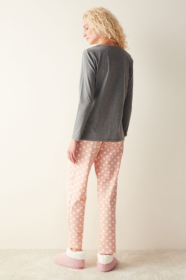 Awake Uzun Kollu Gri Pijama Set - 6
