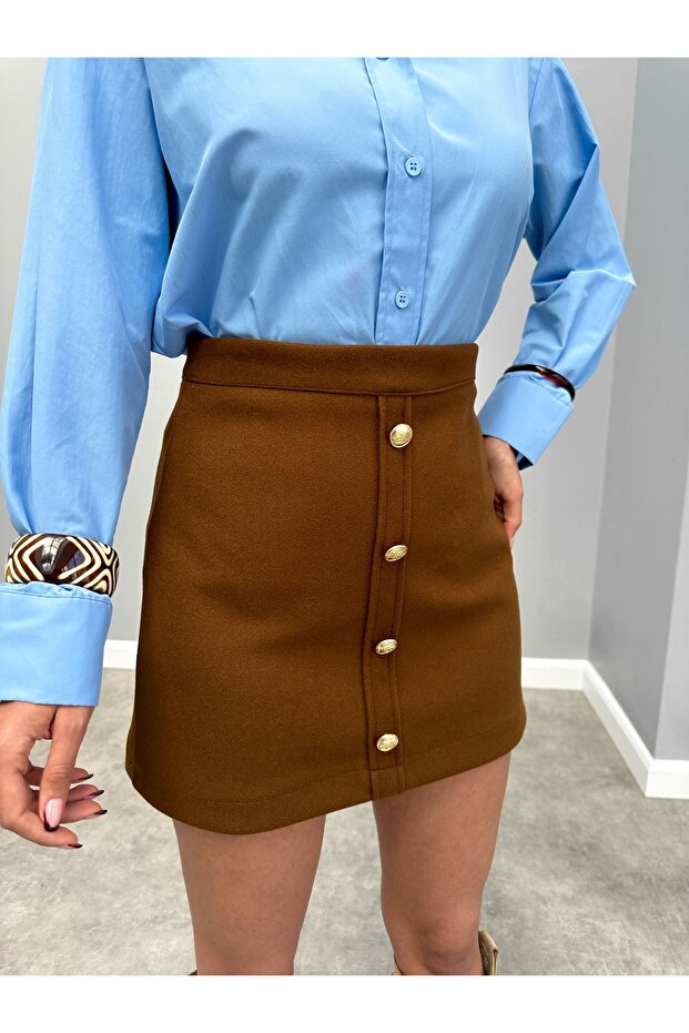 Gold Buttoned Mini Skirt