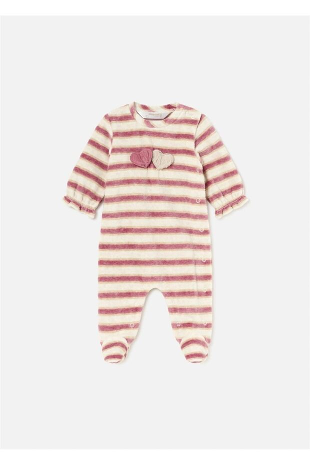Baby Girl Striped Jumpsuit Dusty Rose 2780