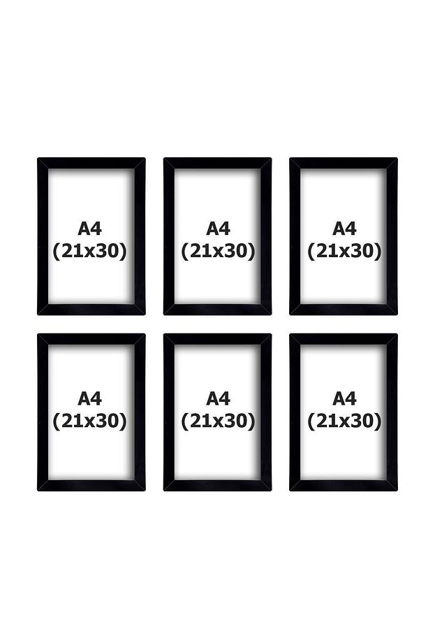 6 Adet ( A4 ) 21x30 Siyah Çerçeve Mdf - Pvc'li A4 Sertifika Yada Fotoğraf Çerçeve - 1