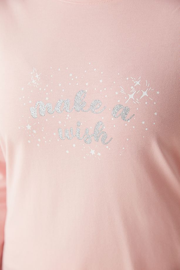 Pembe Make A Wish Pantolon Pijama Takımı - 6