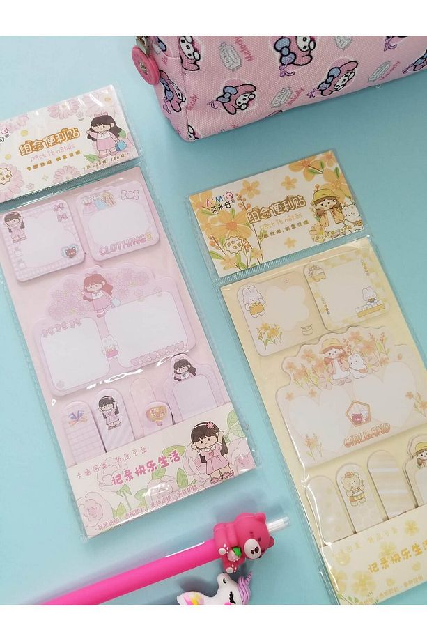 Kawaii Küçük Kız Japon Çizgi Karakter 140 Sayfa Yapışkan Yapışkanlı Post it Not Kağıdı ve Ayraç - 3
