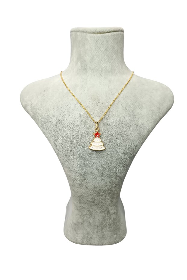Gold Christmas Pine Tree Figured Necklace