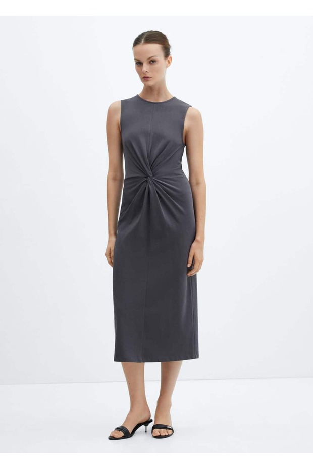 Düğümlü pamuklu elbise - 2