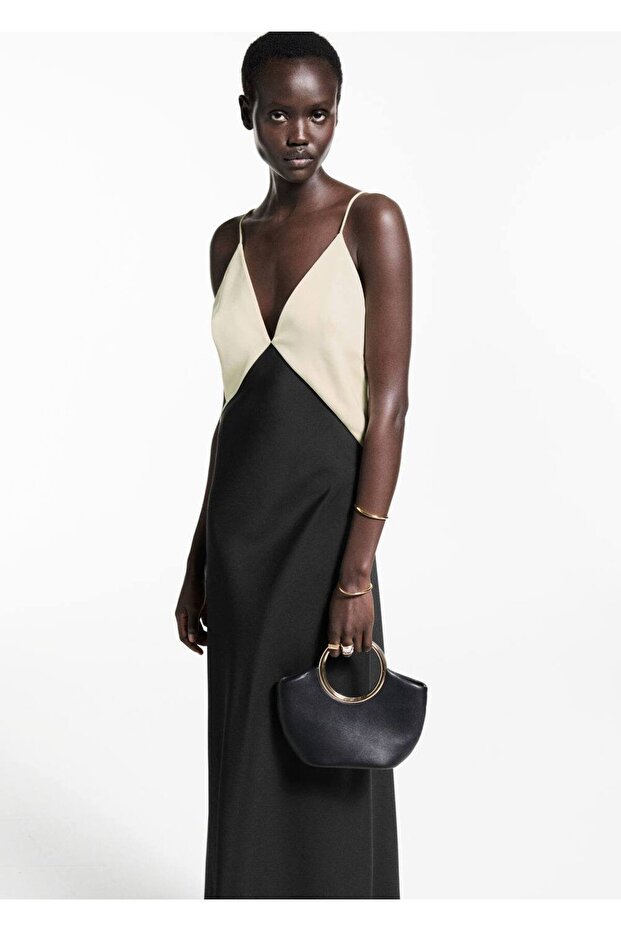 Zweifarbiges Satinkleid - 1