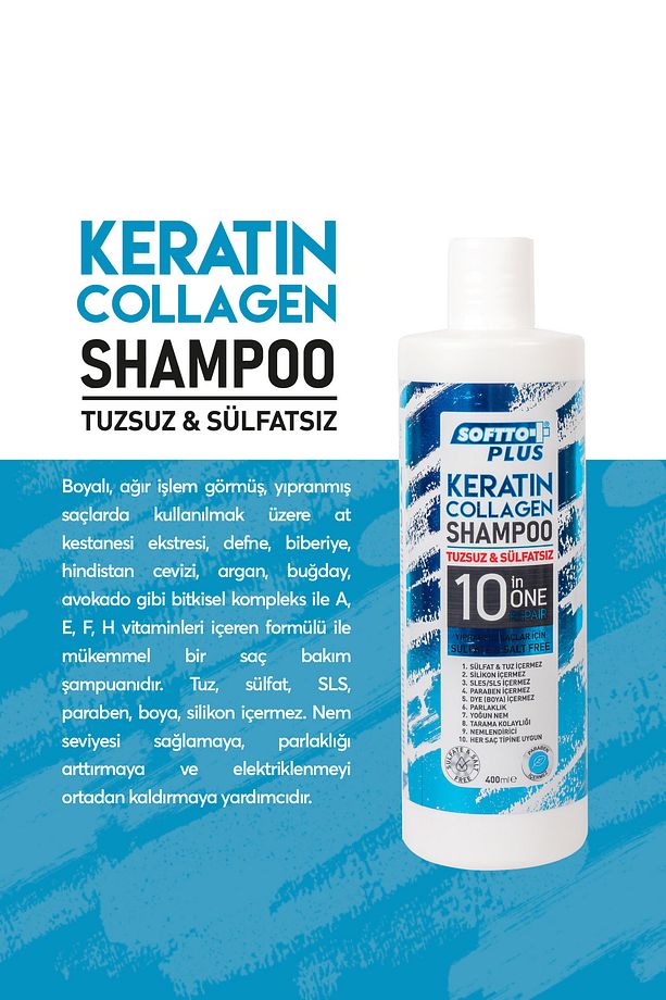 Keratin Collagen For Processed And Damaged Hair Shampoo 400ml--Saklı Güzellik-- - 3